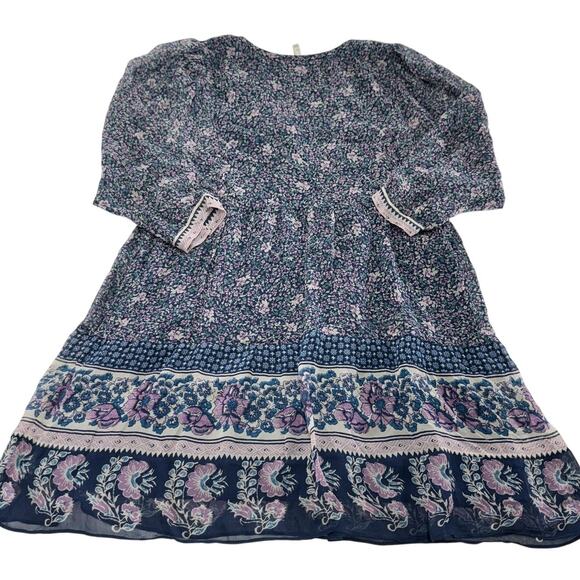 Joie Dress Womens Extra‎ Small XS Blue Purple Emlen Floral Silk Boho Peasant - Picture 4 of 10